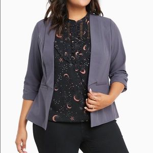 Torrid Gray Ruched Sleeve Blazer - Sz 2